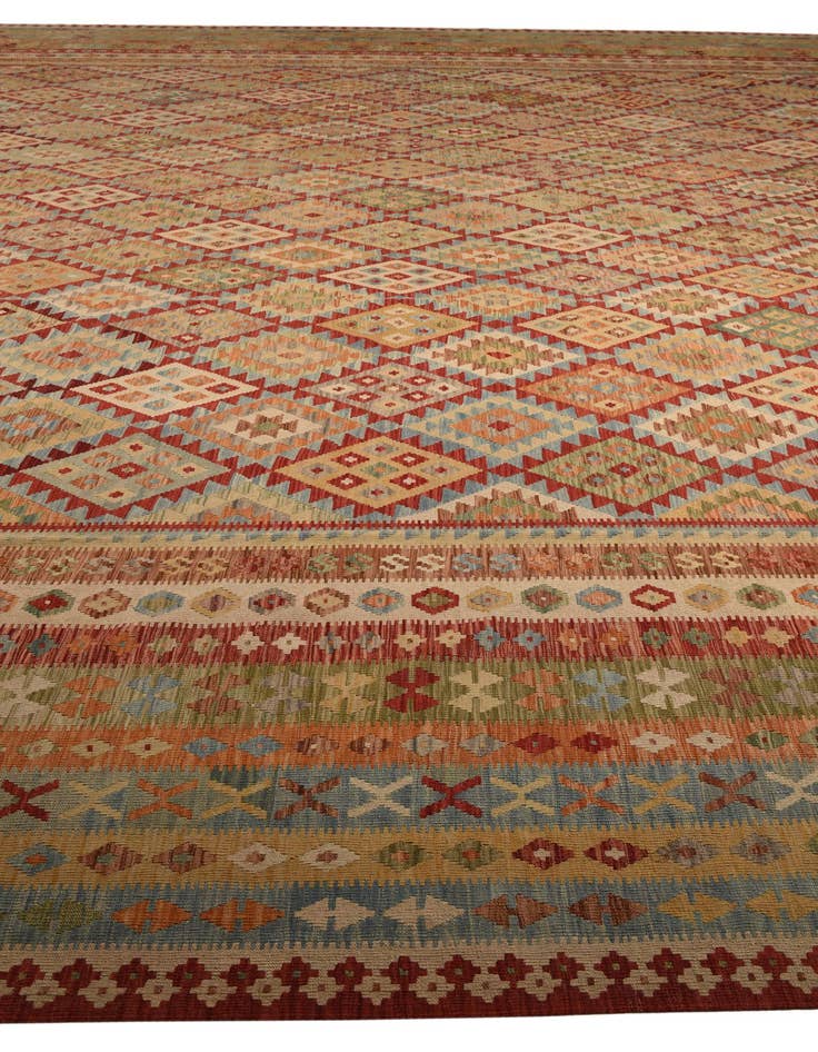 Detail image of  20' 2 x 25' 7  Hand Woven Kilim Maymana Wool Rug