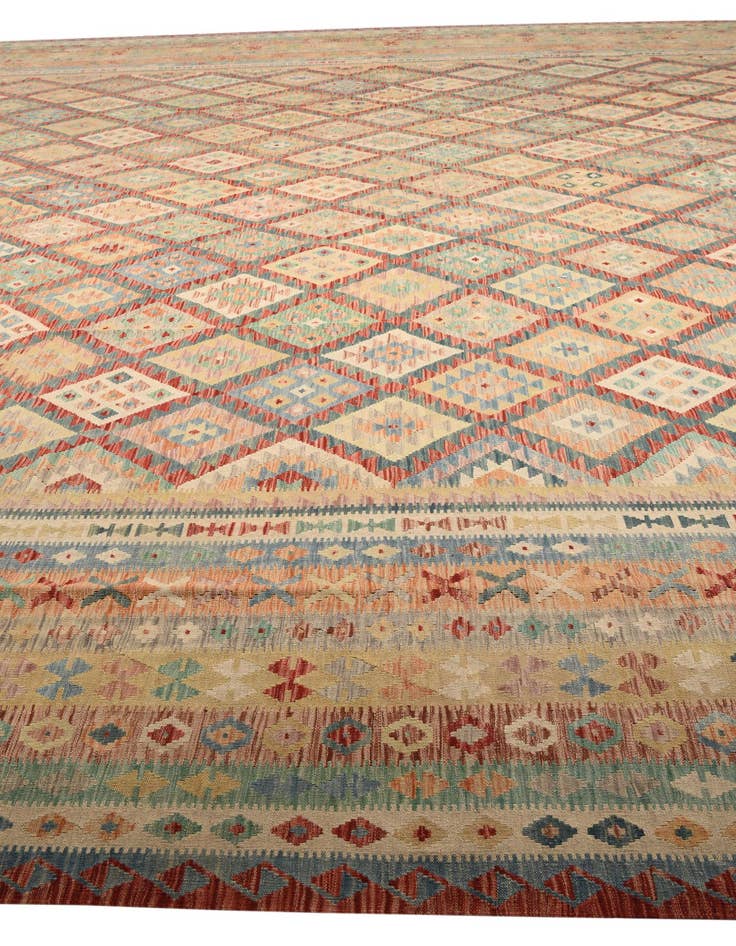 Detail image of  20' x 25' 5  Hand Woven Kilim Maymana Wool Rug