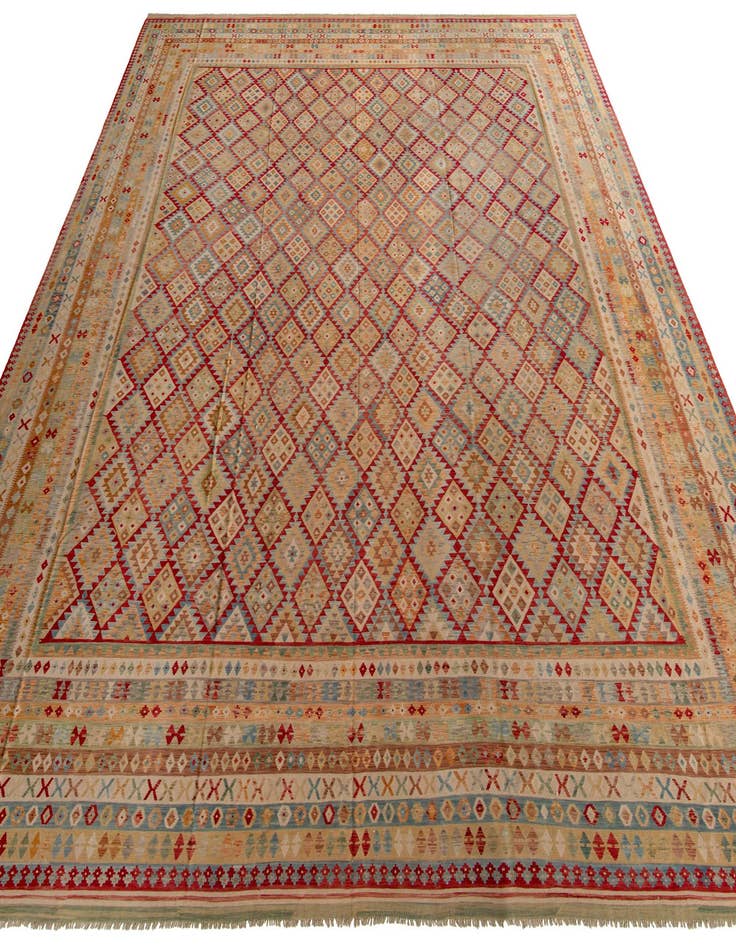 Detail image of  20' 5 x 25' 9  Hand Woven Kilim Maymana Wool Rug
