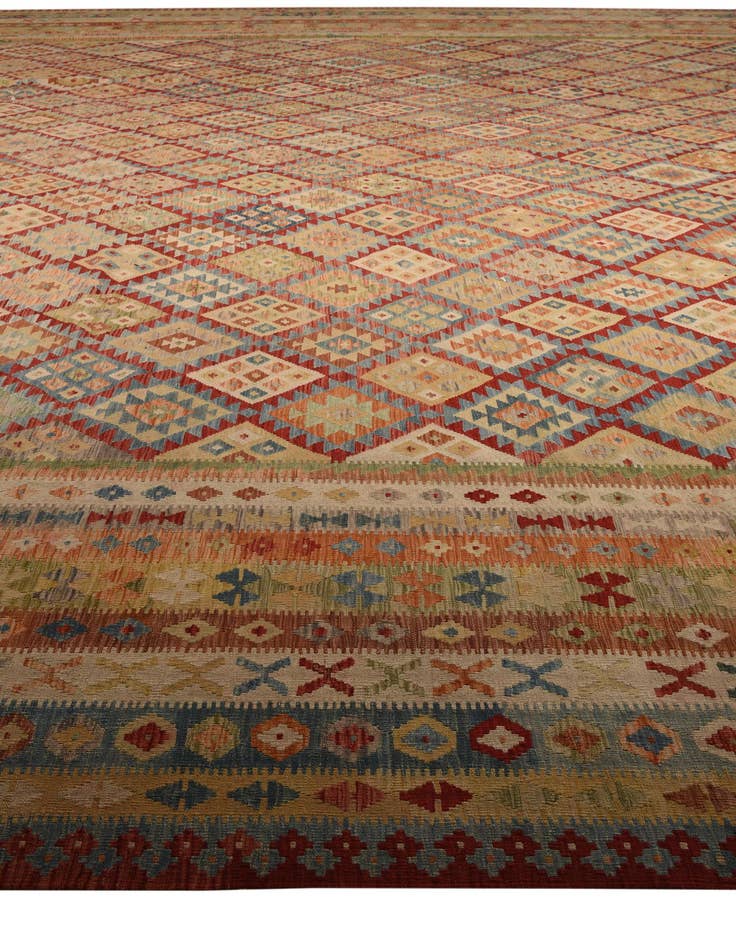 Detail image of  20' 5 x 25' 9  Hand Woven Kilim Maymana Wool Rug