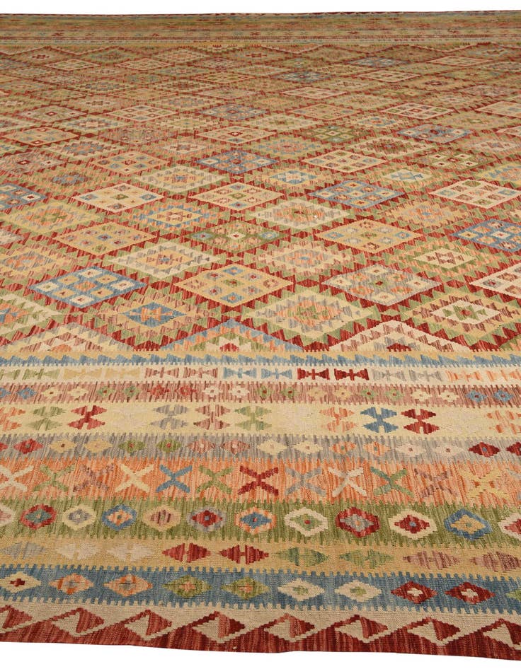 Detail image of  19' 10 x 25' 6  Hand Woven Kilim Maymana Wool Rug