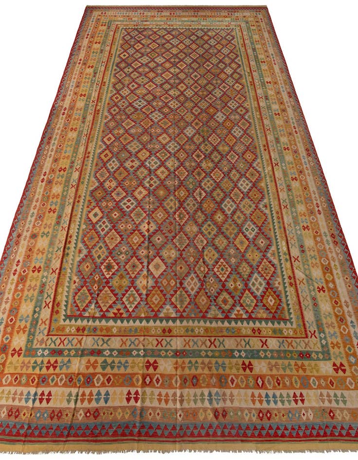 Detail image of  16' x 25' 10  Hand Woven Kilim Maymana Wool Rug