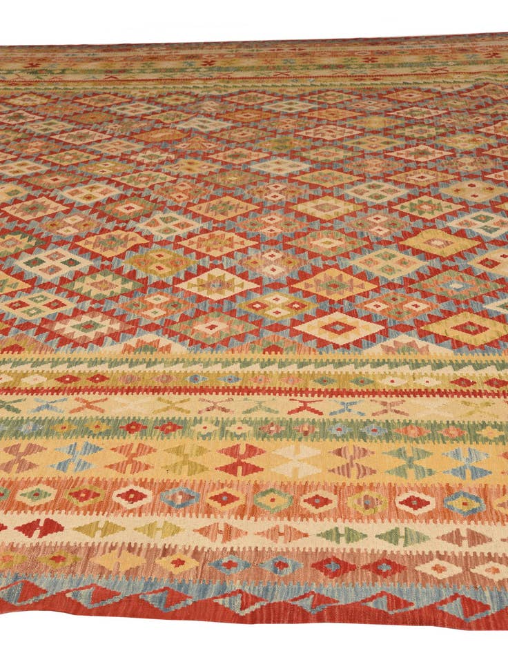 Detail image of  16' x 25' 10  Hand Woven Kilim Maymana Wool Rug