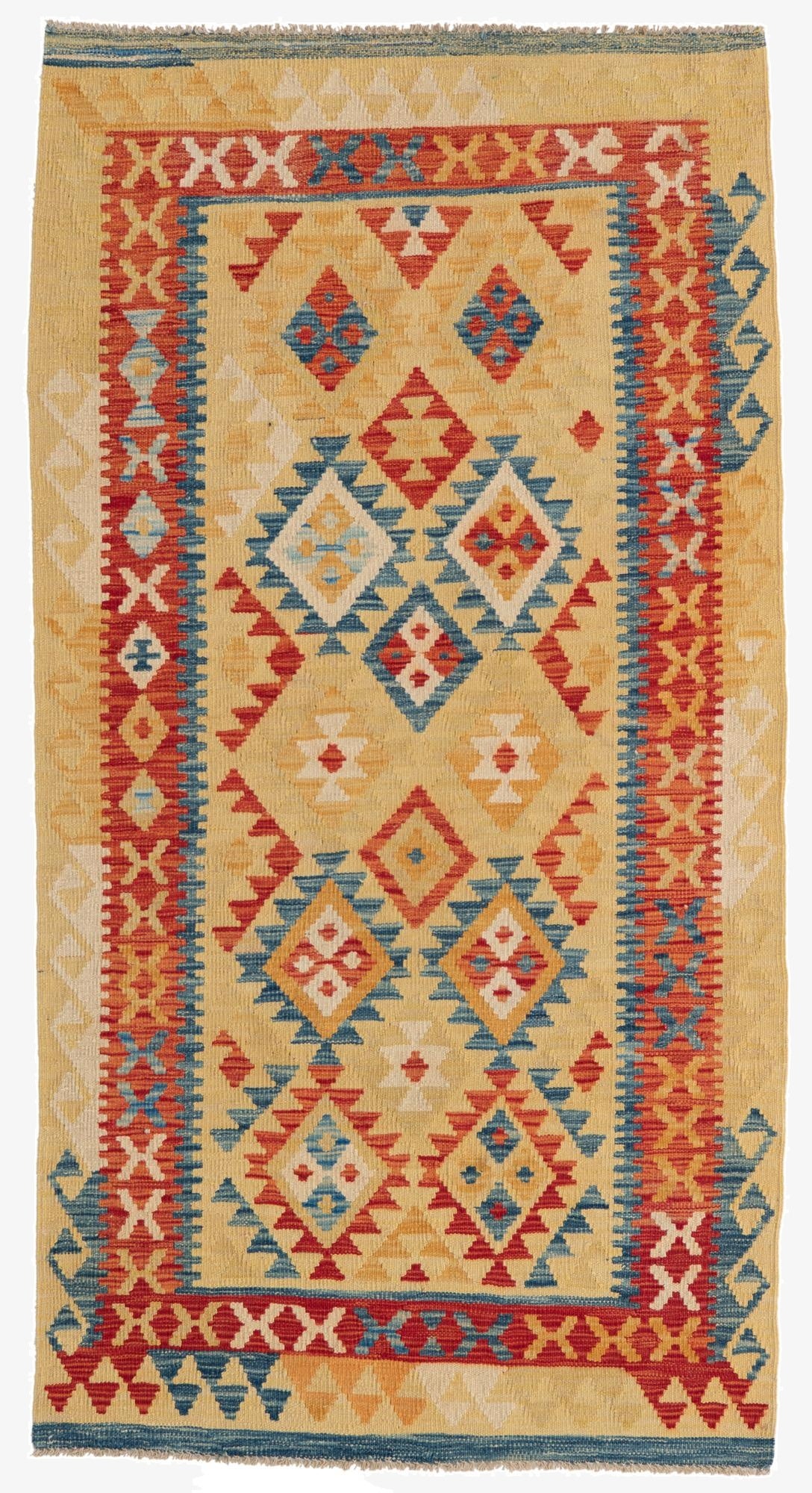  3' 5 x 6' 5  Hand Woven Kilim Maymana Wool Rug