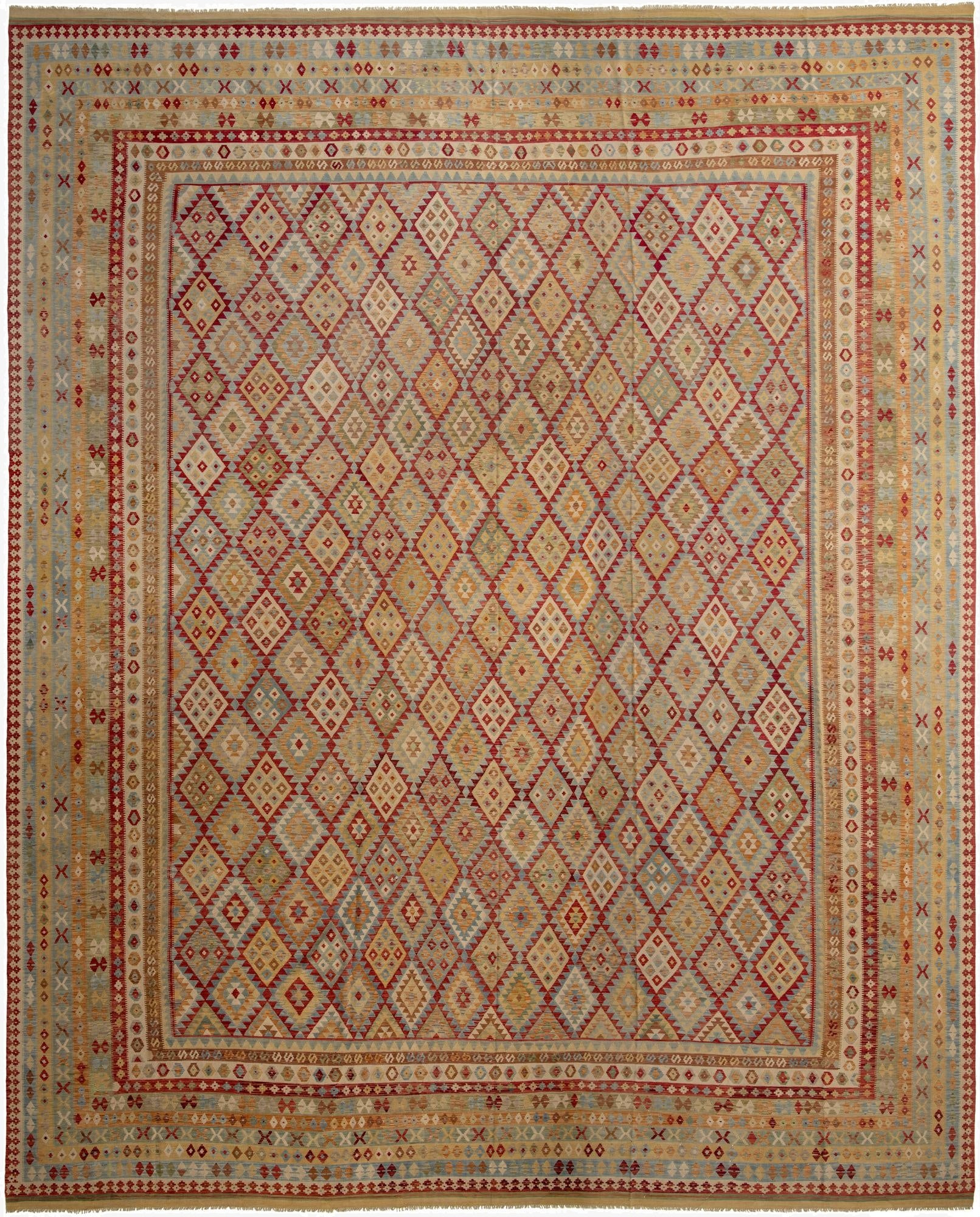  20' 2 x 25' 7  Hand Woven Kilim Maymana Wool Rug