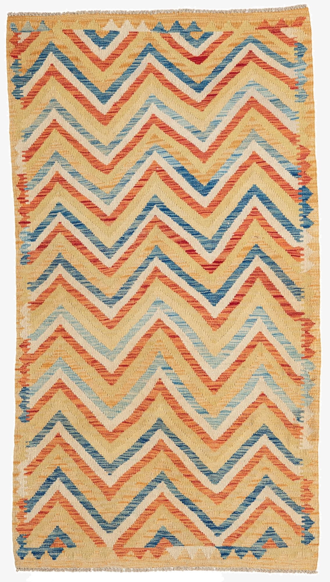  3' 5 x 6' 3  Hand Woven Kilim Maymana Wool Rug