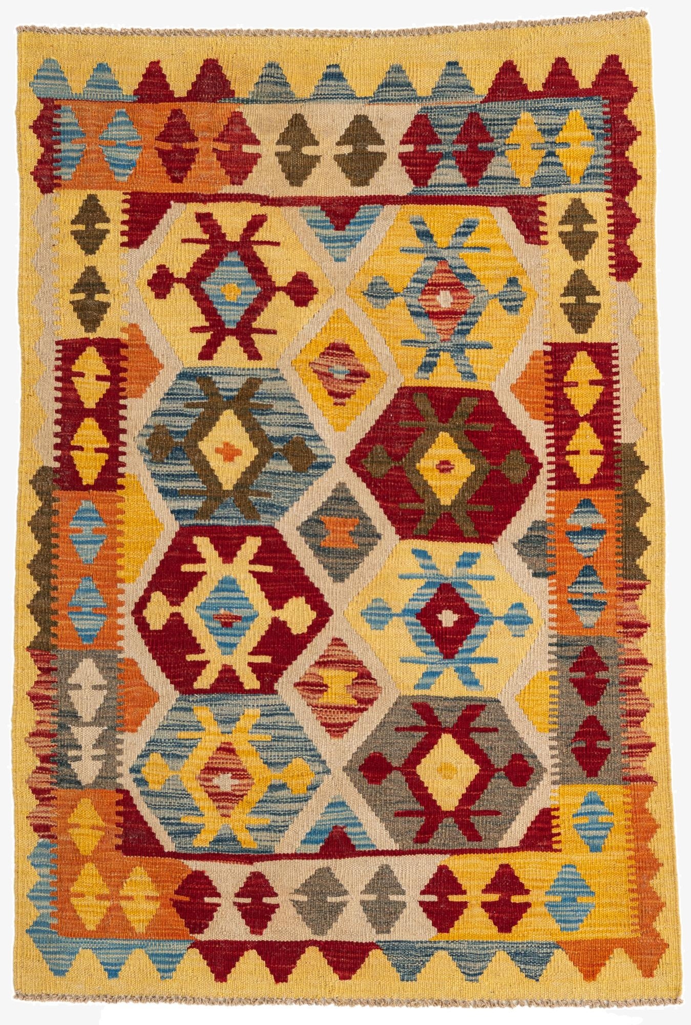  3' 2 x 4' 8  Hand Woven Kilim Maymana Wool Rug