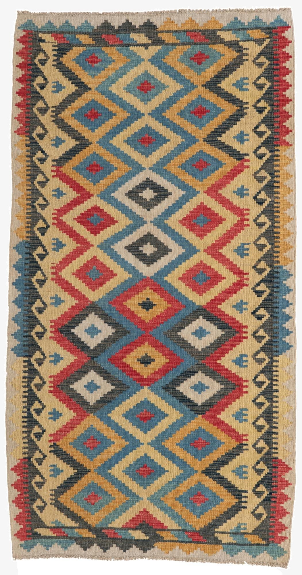  3' 5 x 6' 4  Hand Woven Kilim Maymana Wool Rug