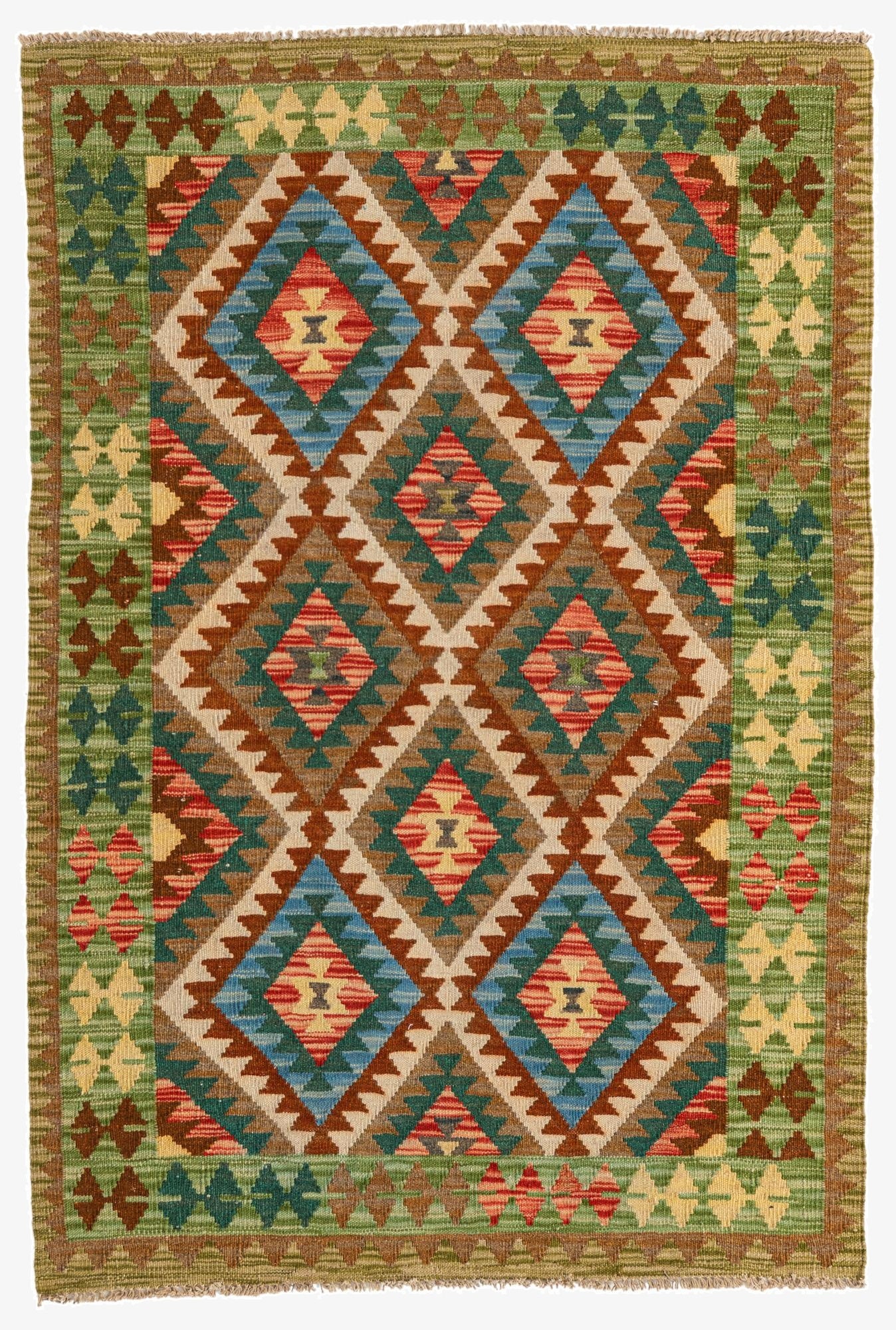  3' 3 x 4' 10  Hand Woven Kilim Maymana Wool Rug