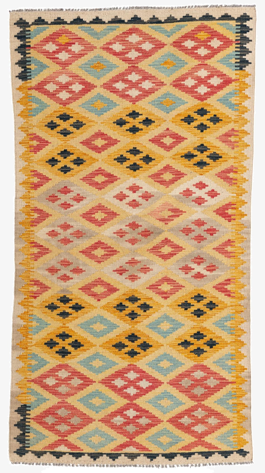  3' 4 x 6' 6  Hand Woven Kilim Maymana Wool Rug