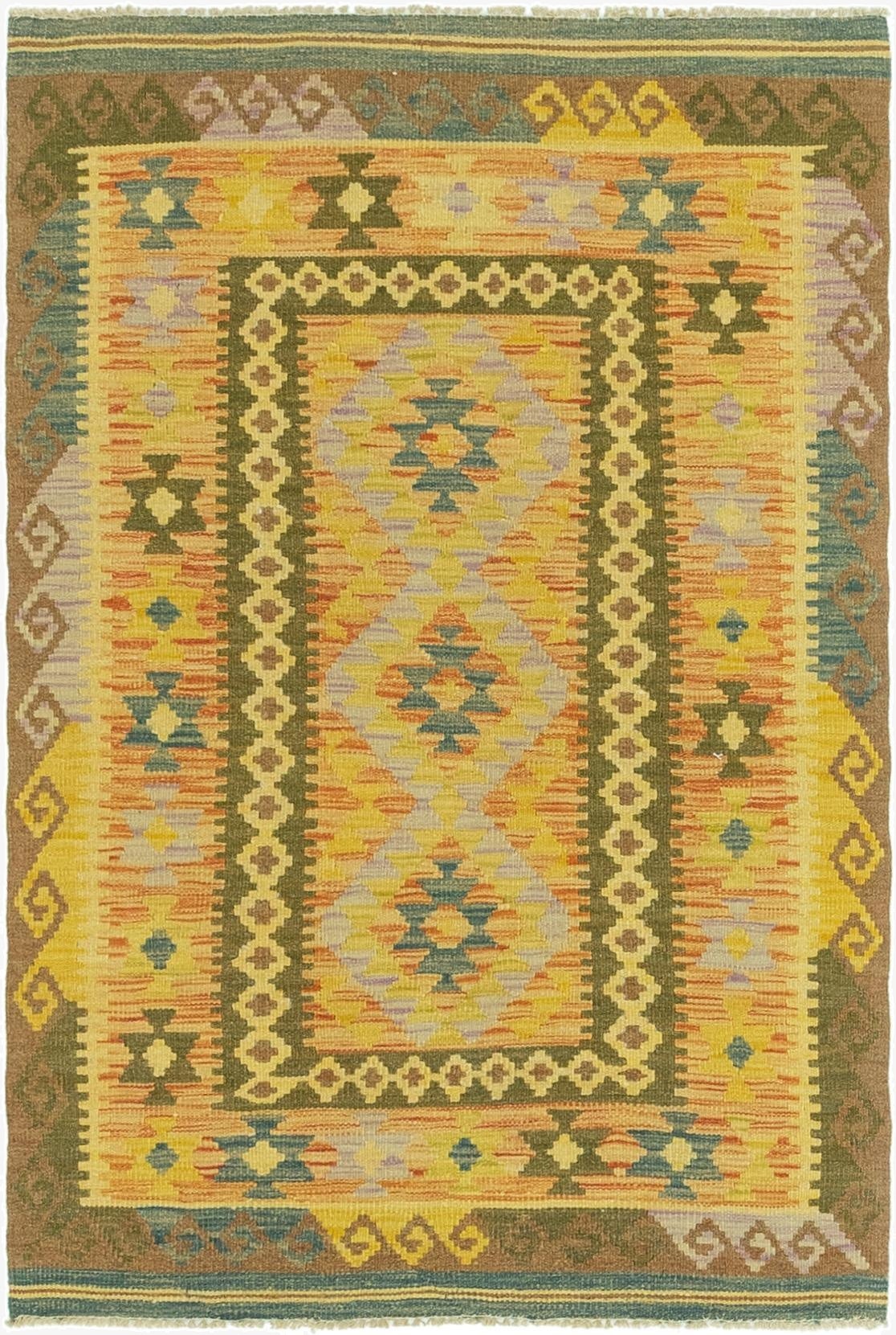  3' 3 x 4' 9  Hand Woven Kilim Maymana Wool Rug