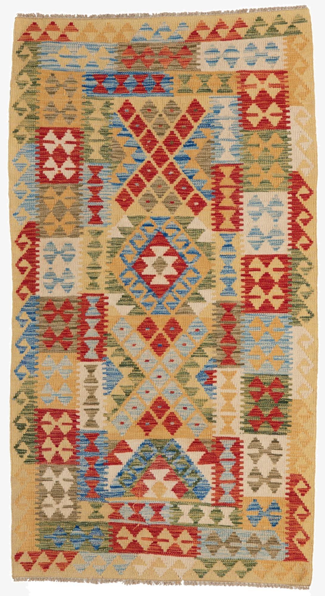  3' 6 x 6' 5  Hand Woven Kilim Maymana Wool Rug
