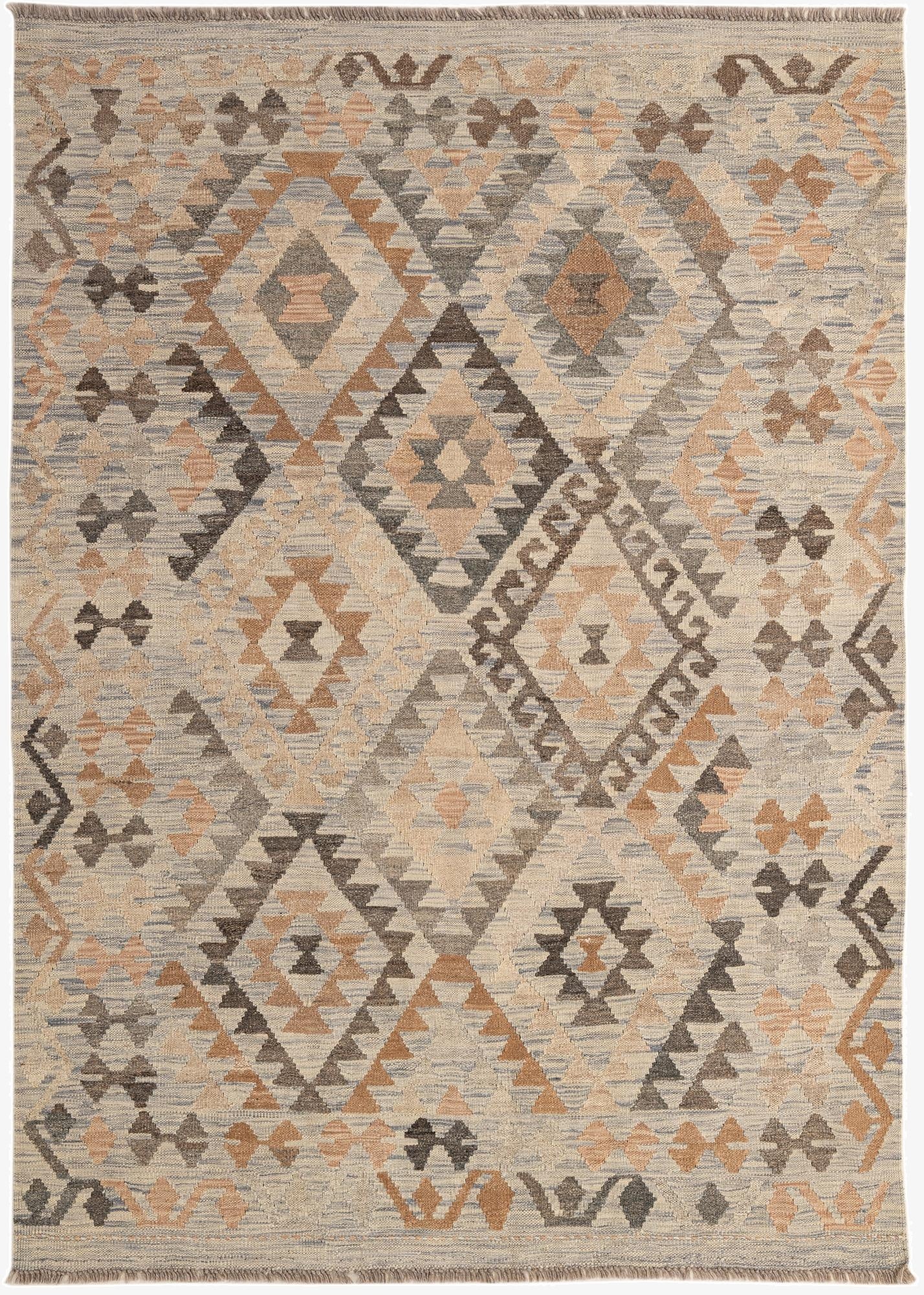  5' x 6' 10  Hand Woven Kilim Maymana Wool Rug