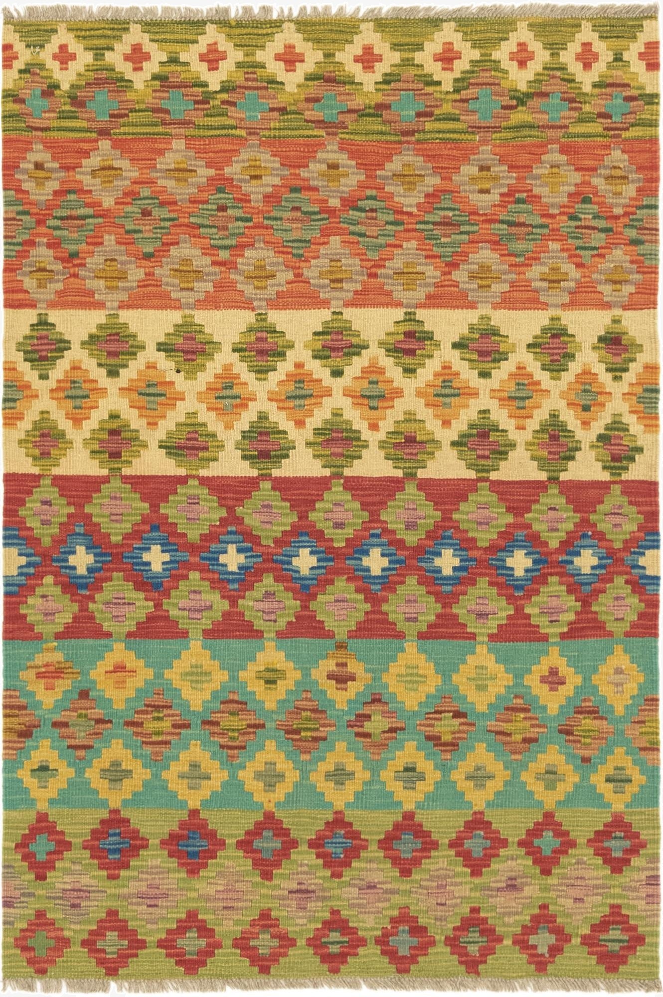  3' 5 x 5' 1  Hand Woven Kilim Maymana Wool Rug