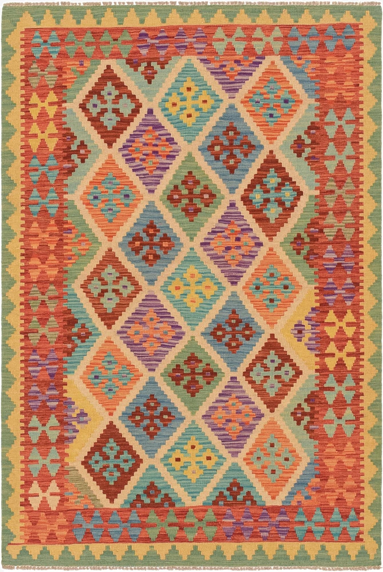  3' 11 x 6'  Hand Woven Kilim Maymana Wool Rug
