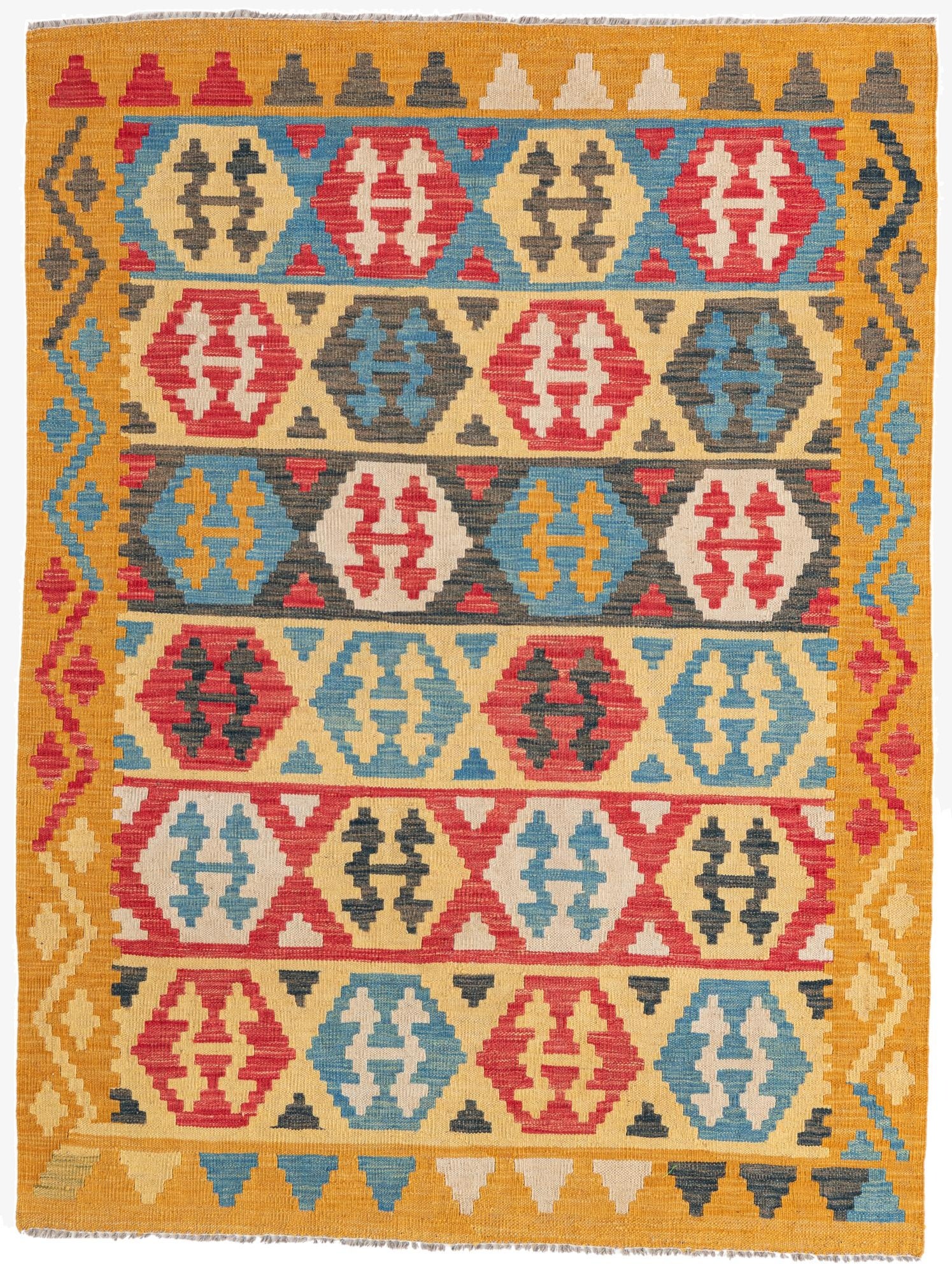  4' 3 x 5' 8  Hand Woven Kilim Maymana Wool Rug