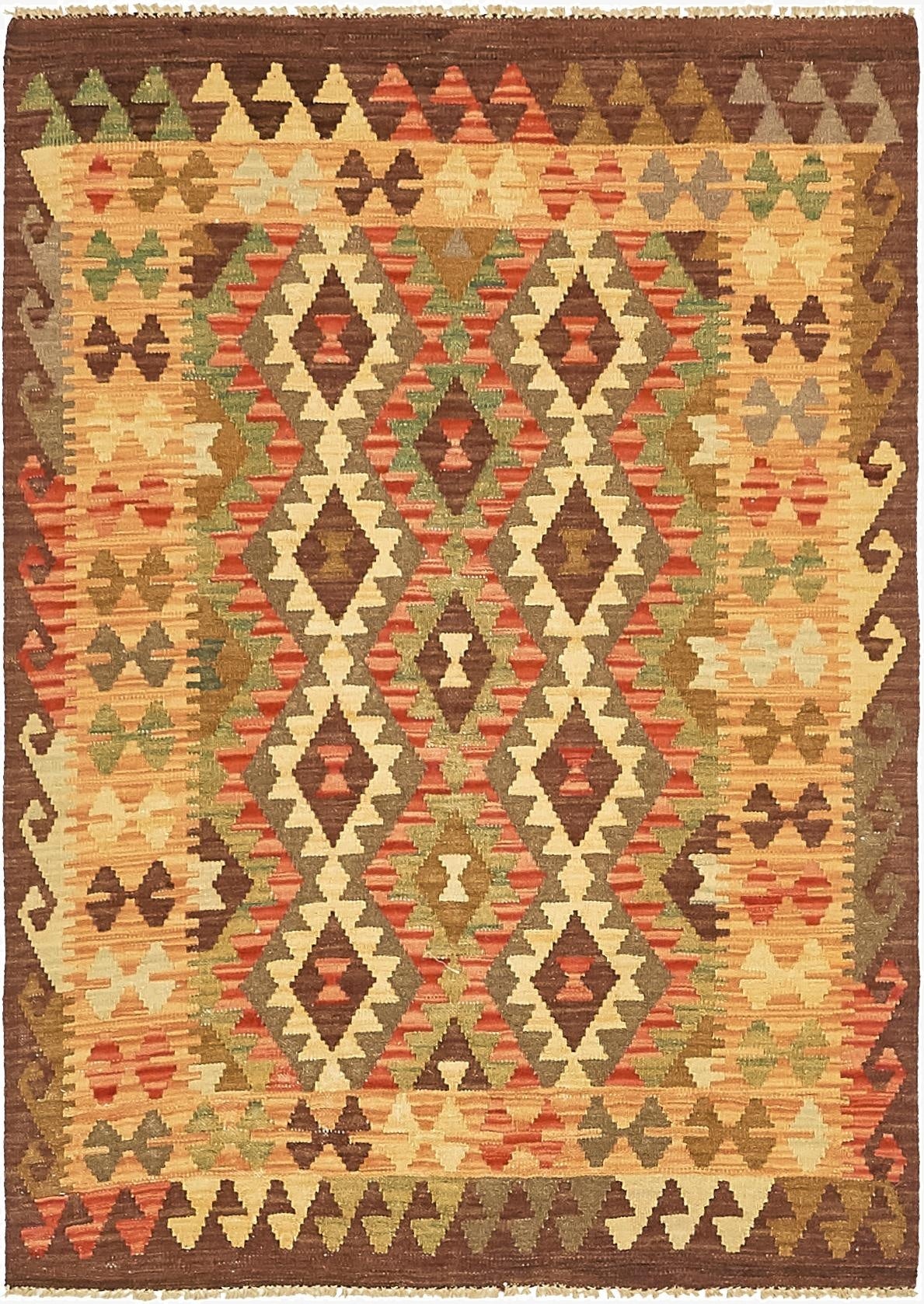  3' 2 x 4' 9  Hand Woven Kilim Maymana Wool Rug