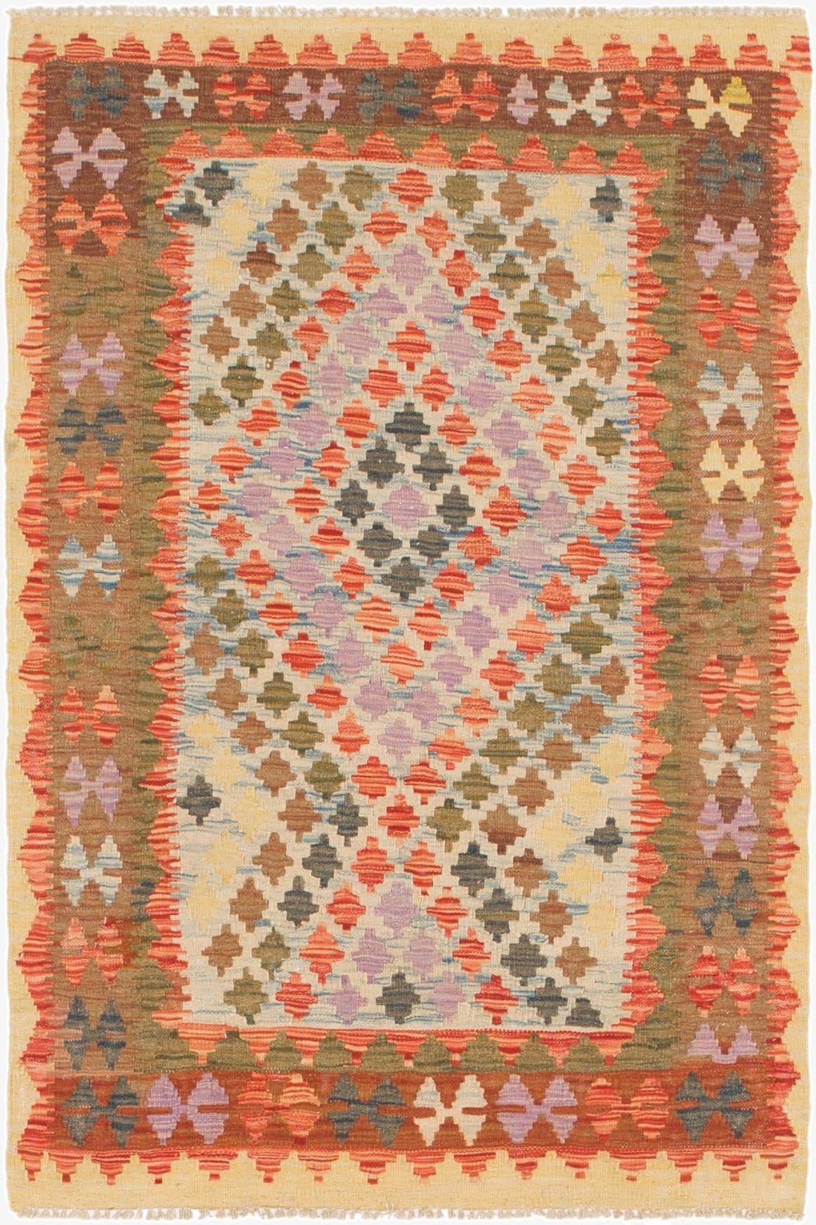  3' 3 x 4' 10  Hand Woven Kilim Maymana Wool Rug
