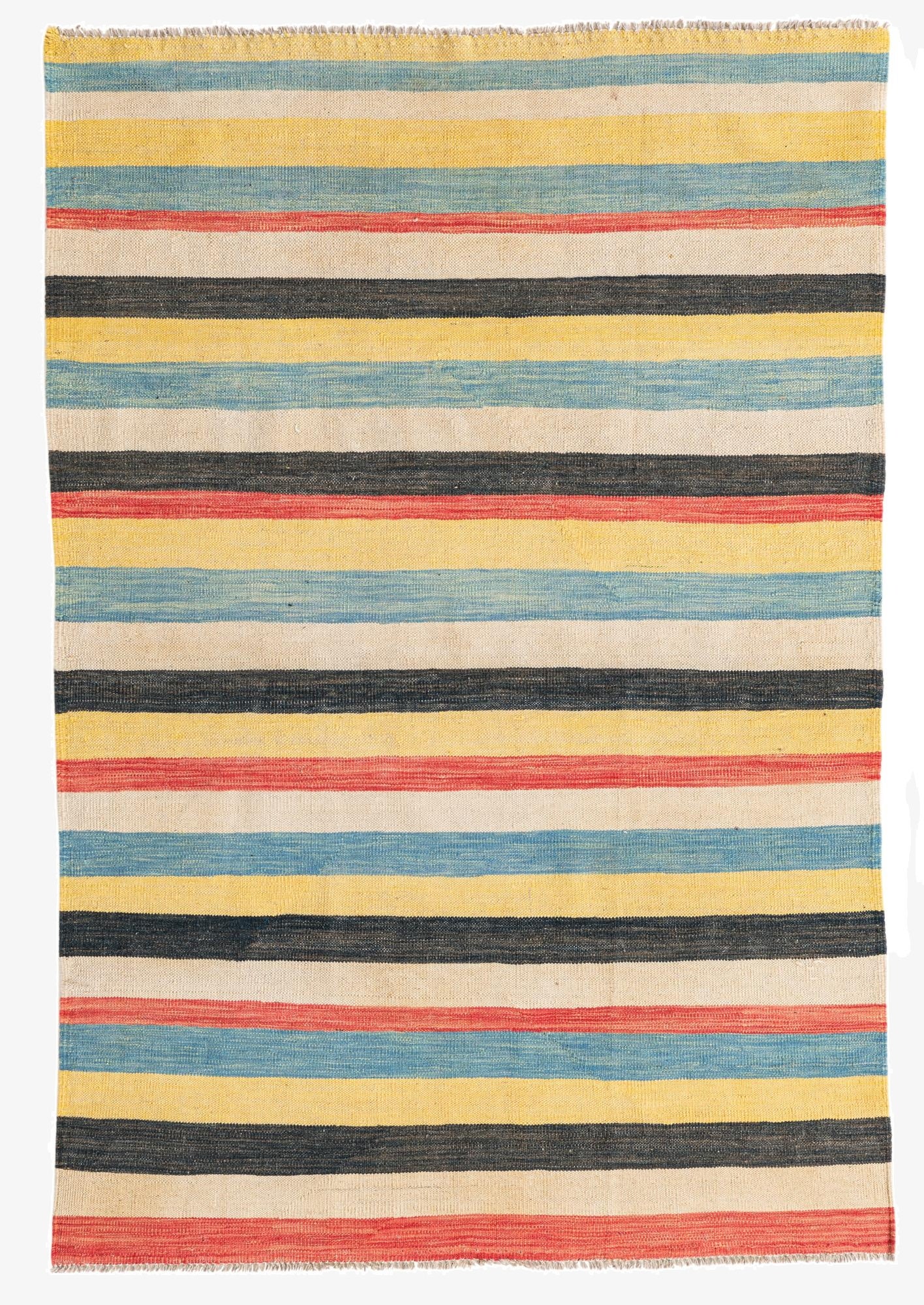  4' x 5' 10  Hand Woven Kilim Maymana Wool Rug