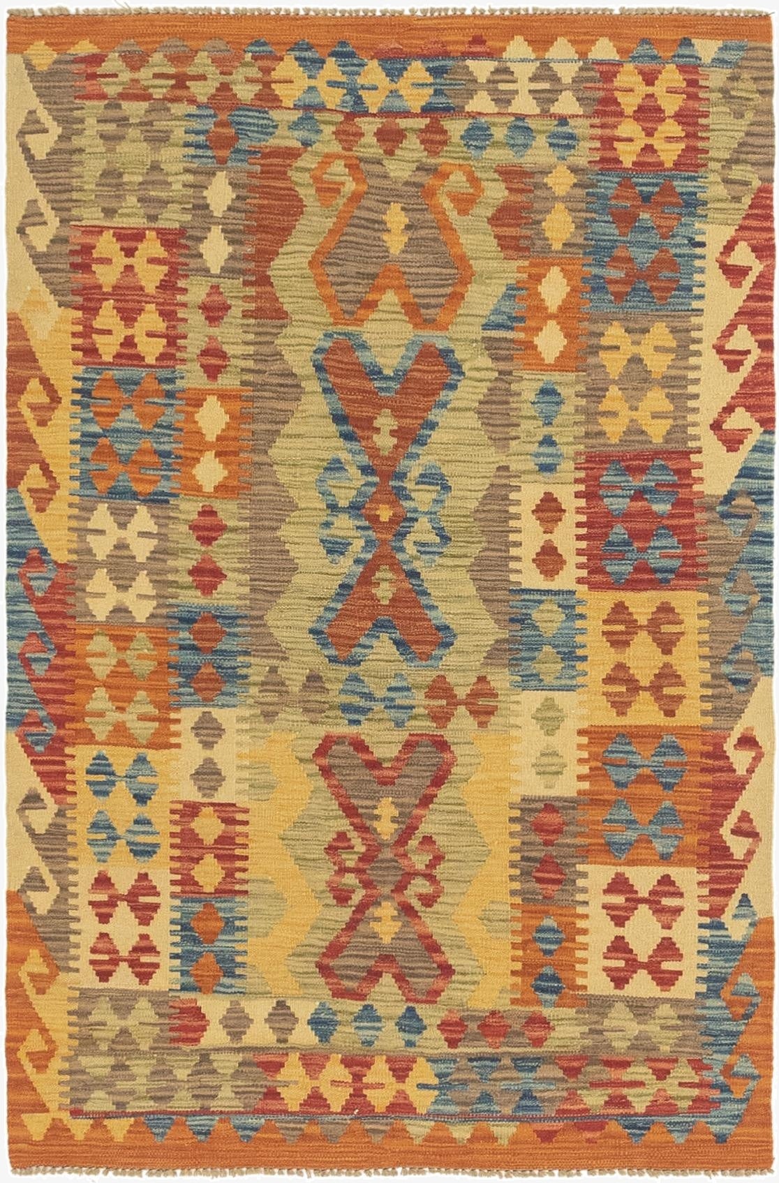  3' 3 x 4' 10  Hand Woven Kilim Maymana Wool Rug