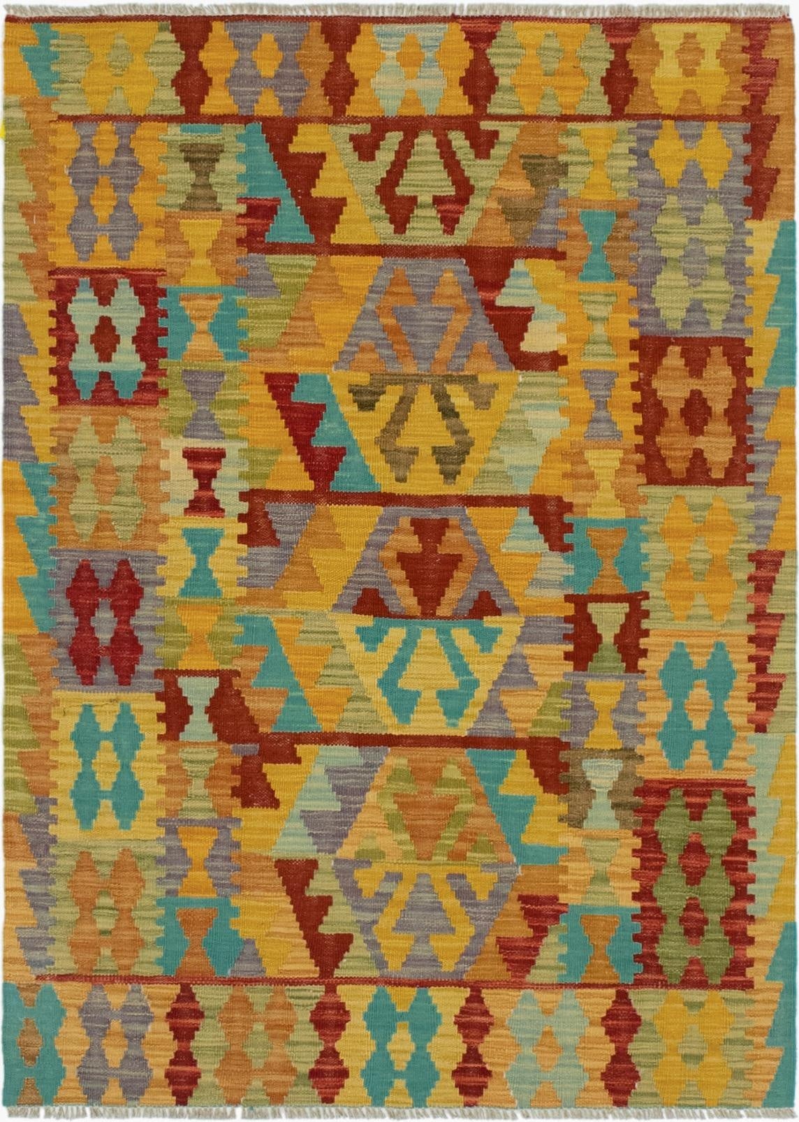  3' 3 x 4' 6  Hand Woven Kilim Maymana Wool Rug