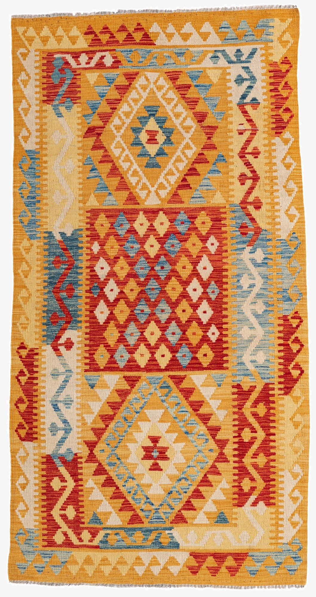  3' 6 x 6' 9  Hand Woven Kilim Maymana Wool Rug