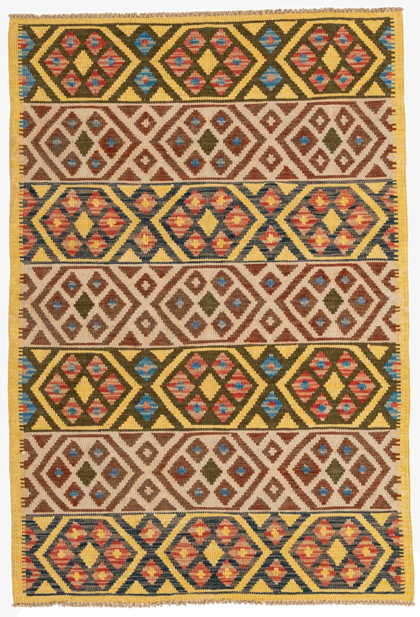  3' 4 x 5'  Hand Woven Kilim Maymana Wool Rug