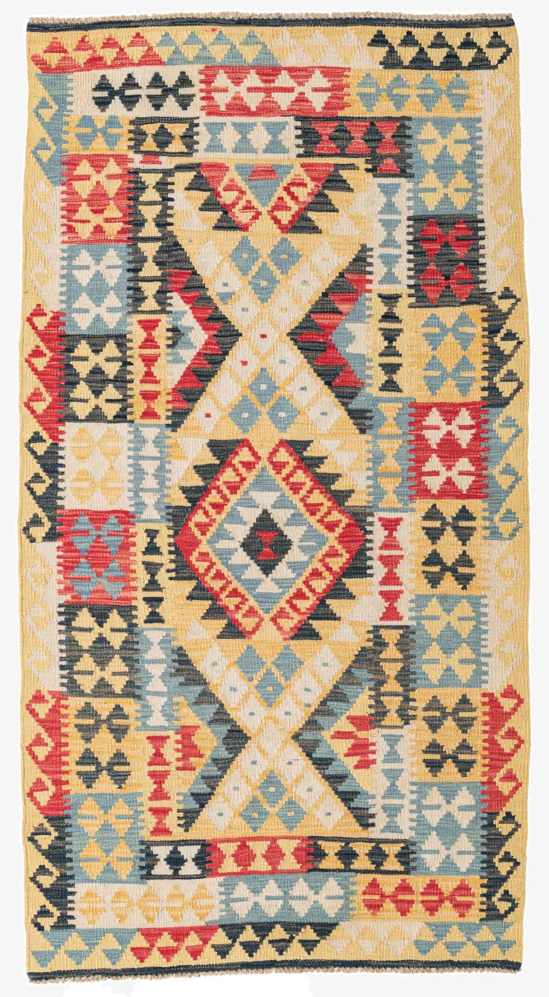  3' 6 x 6' 6  Hand Woven Kilim Maymana Wool Rug