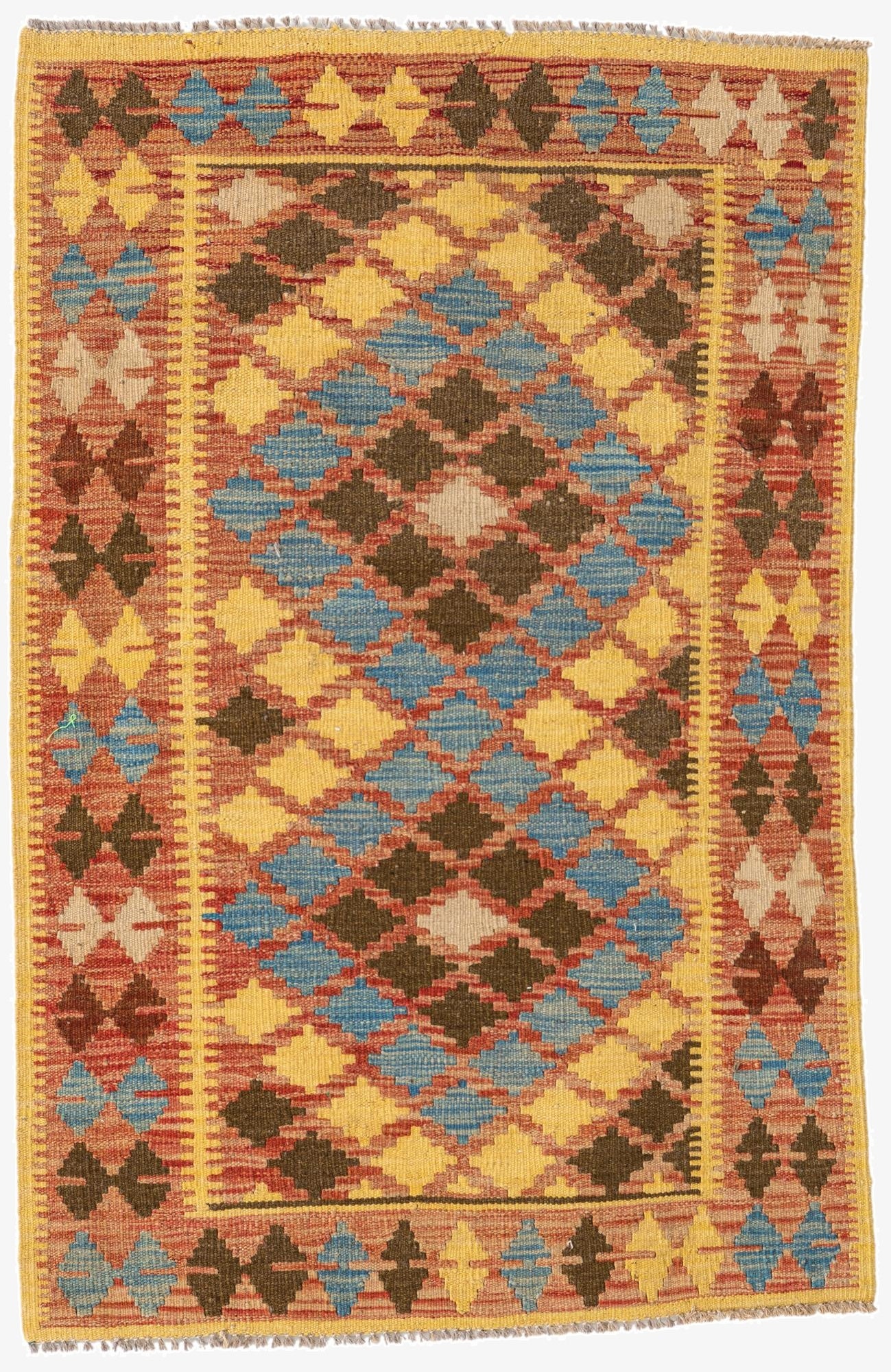  2' 9 x 4' 4  Hand Woven Kilim Maymana Wool Rug