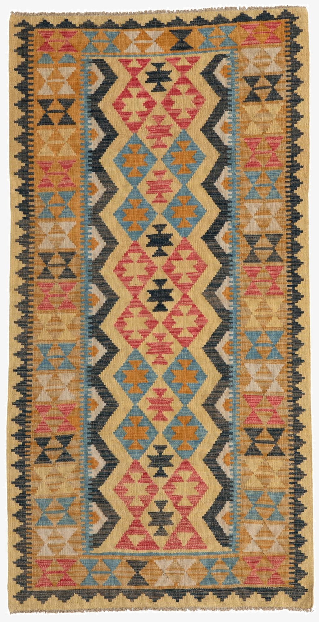  3' 5 x 6' 6  Hand Woven Kilim Maymana Wool Rug