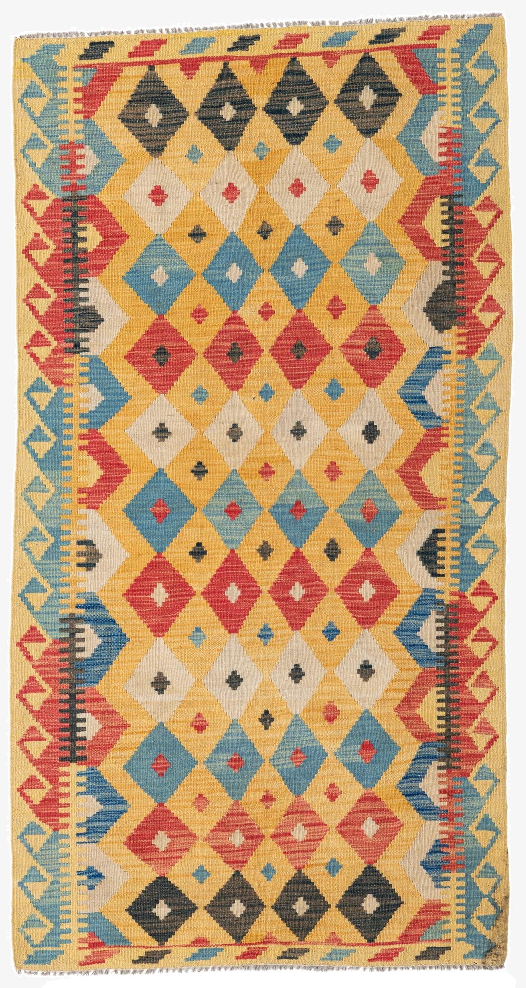  3' 5 x 6' 6  Hand Woven Kilim Maymana Wool Rug