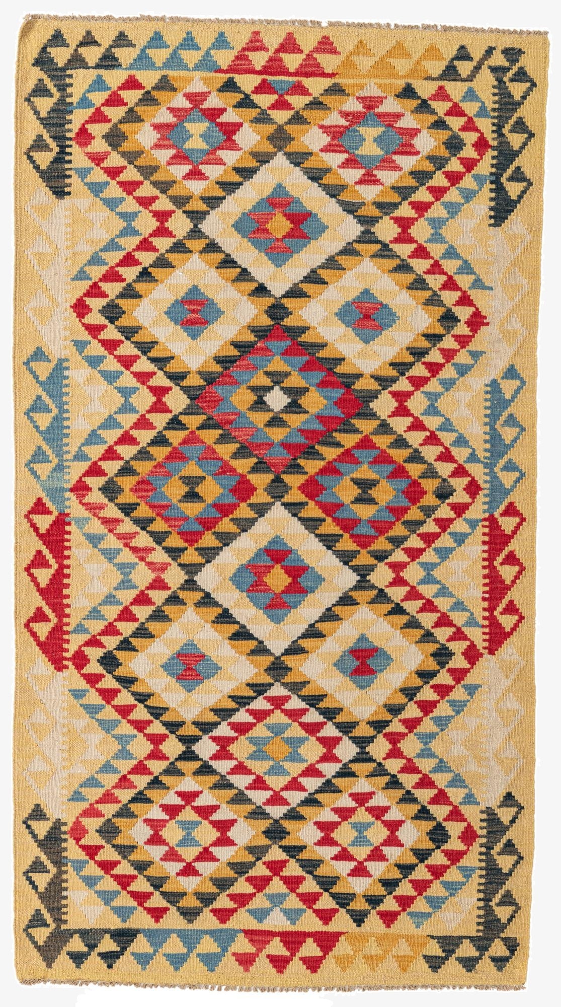  3' 6 x 6' 6  Hand Woven Kilim Maymana Wool Rug