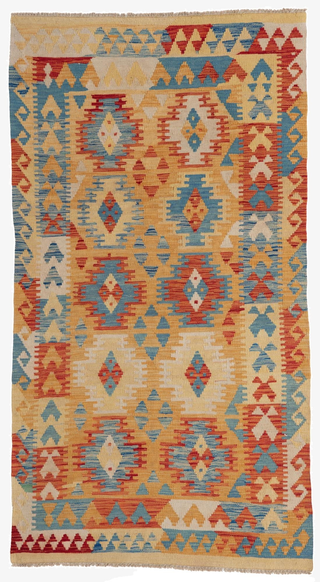  3' 6 x 6' 5  Hand Woven Kilim Maymana Wool Rug