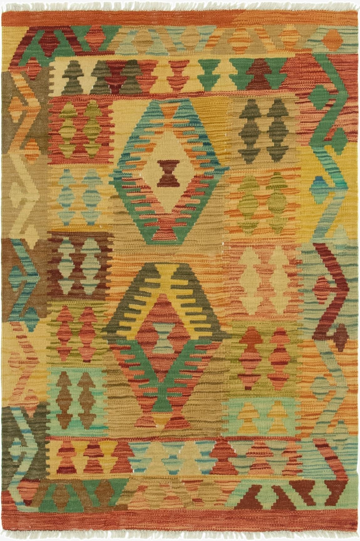  2' 8 x 4'  Hand Woven Kilim Maymana Wool Rug
