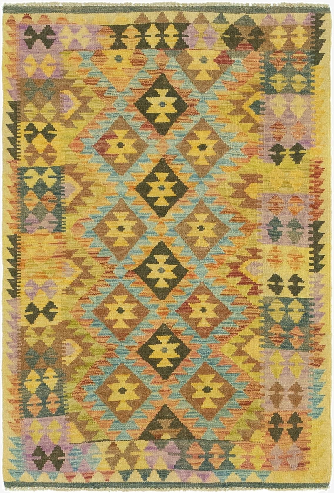  3' 3 x 4' 10  Hand Woven Kilim Maymana Wool Rug