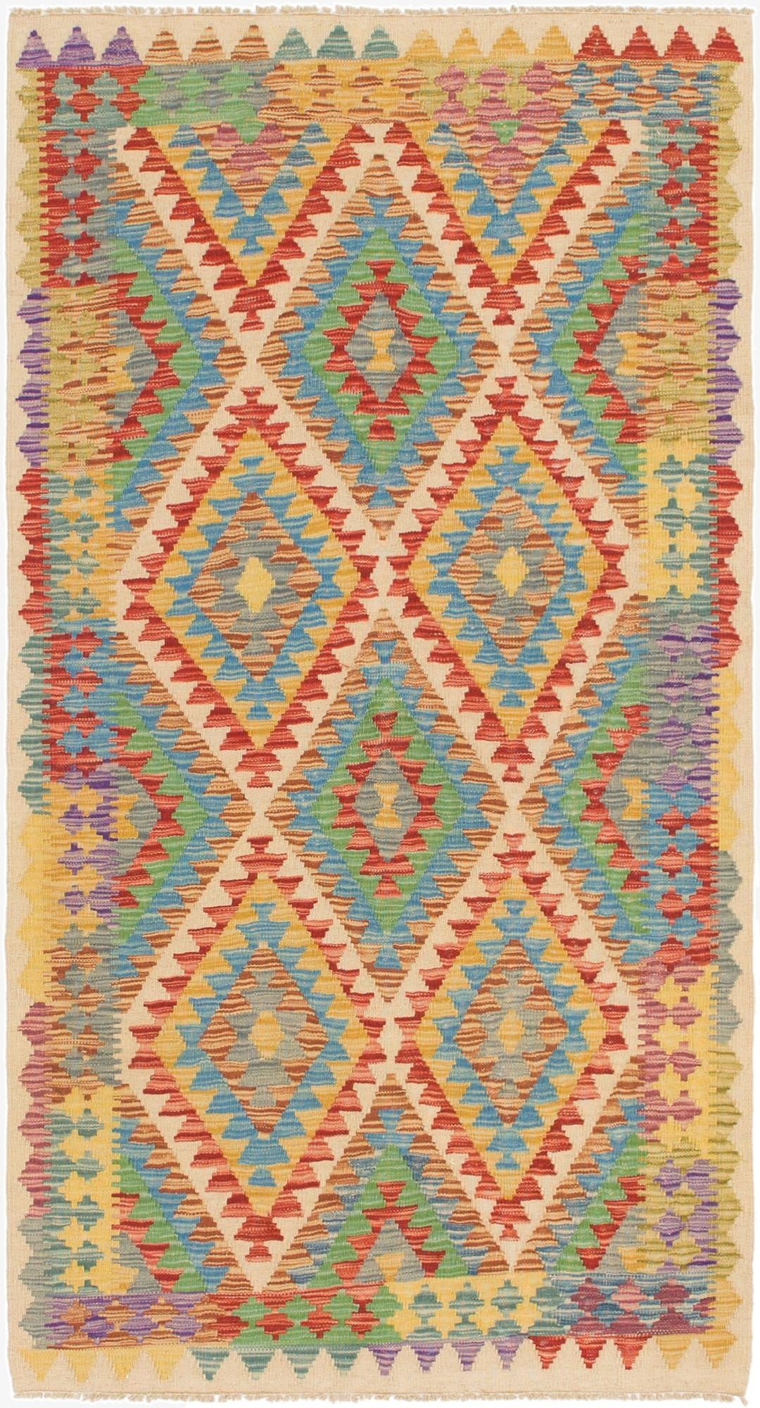  3' 6 x 6' 5  Hand Woven Kilim Maymana Wool Rug