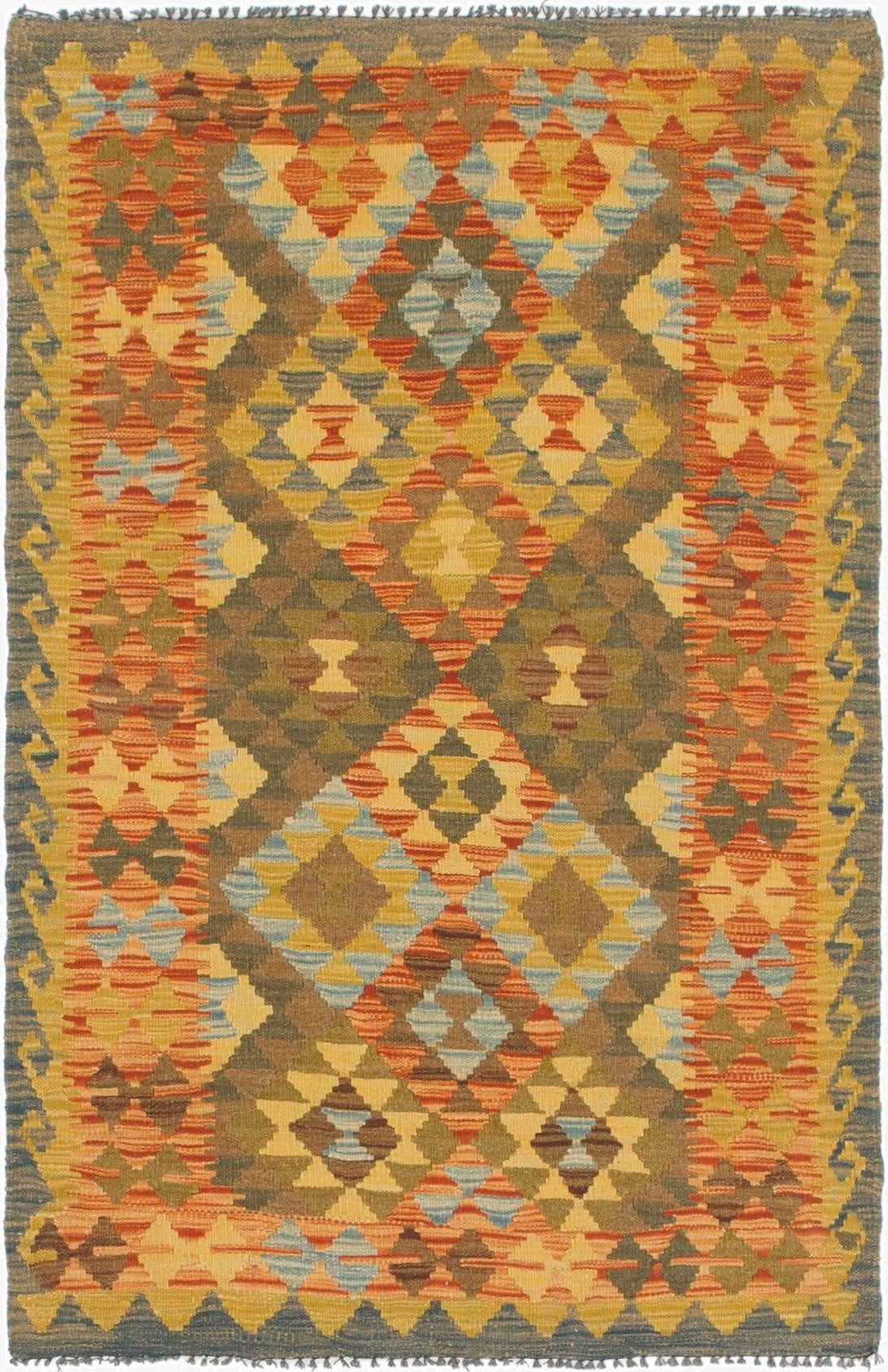  3' 2 x 4' 9  Hand Woven Kilim Maymana Wool Rug
