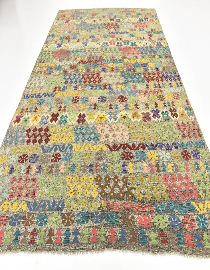 Detail image of  8' 9 x 12'  Hand Woven Kilim Modern Wool Rug