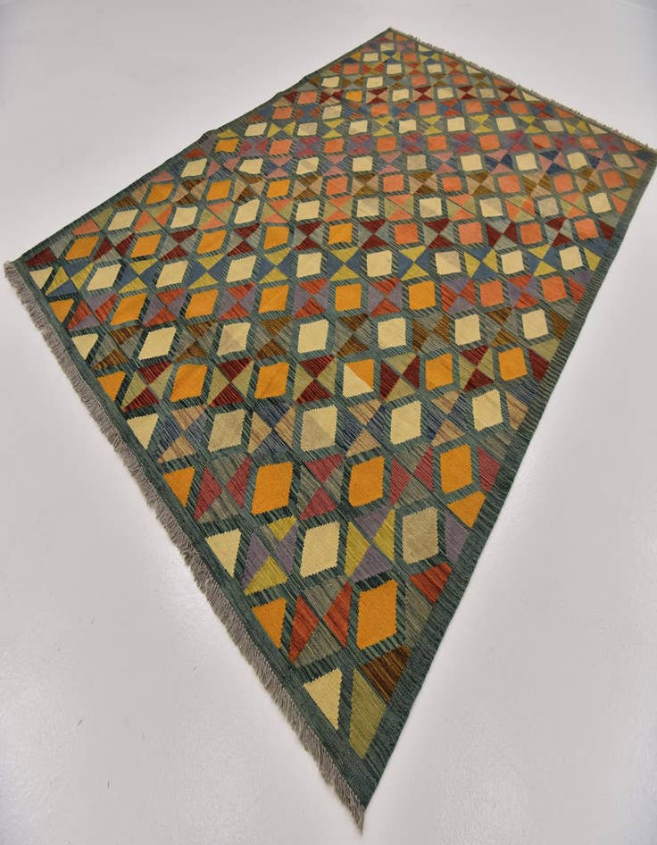 Detail image of  6' 9 x 9' 10  Hand Woven Kilim Modern Wool Rug