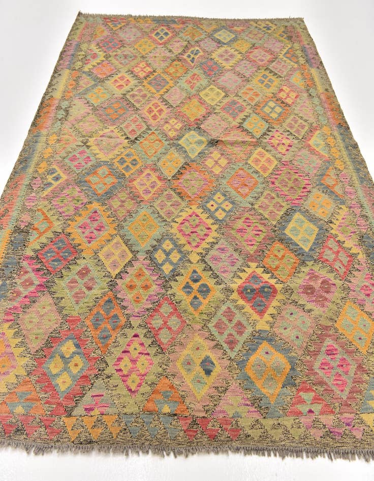 Detail image of  6' 10 x 8'  Hand Woven Kilim Modern Wool Rug