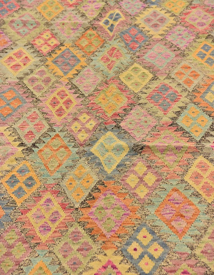 Detail image of  6' 10 x 8'  Hand Woven Kilim Modern Wool Rug