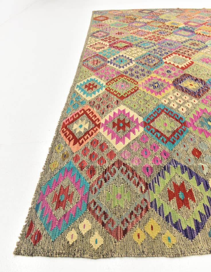 Detail image of  10' 10 x 12' 5  Hand Woven Kilim Modern Wool Rug