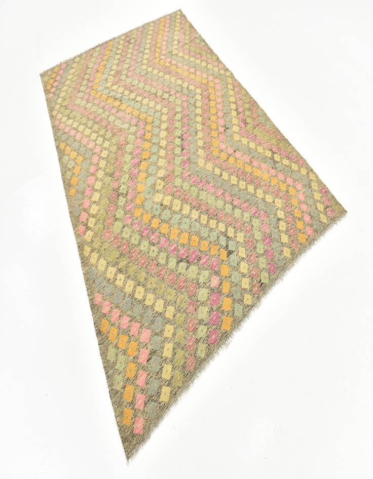 Detail image of  5' 10 x 8'  Hand Woven Kilim Modern Wool Rug