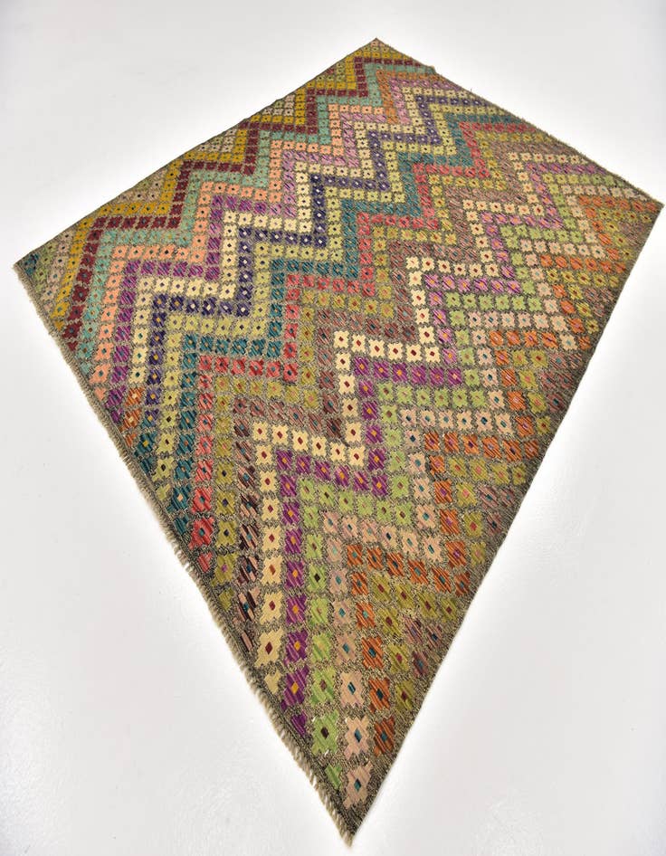 Detail image of  6' 3 x 8'  Hand Woven Kilim Modern Wool Rug
