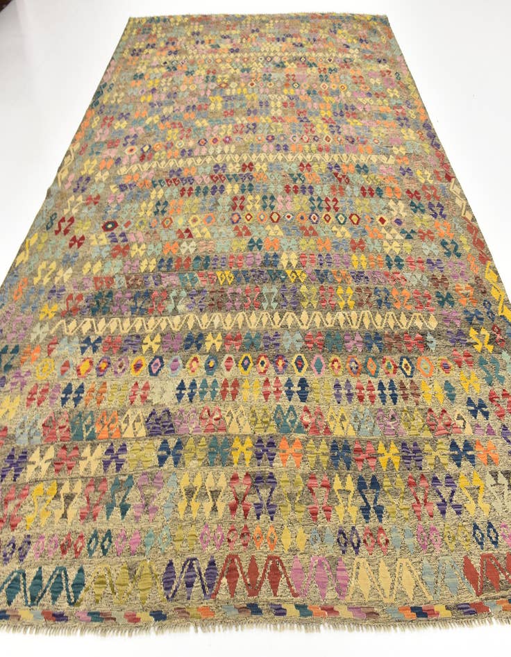 Detail image of  10' 4 x 13' 2  Hand Woven Kilim Modern Wool Rug