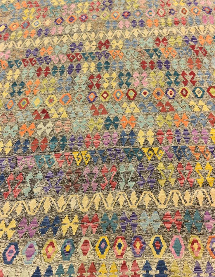 Detail image of  10' 4 x 13' 2  Hand Woven Kilim Modern Wool Rug