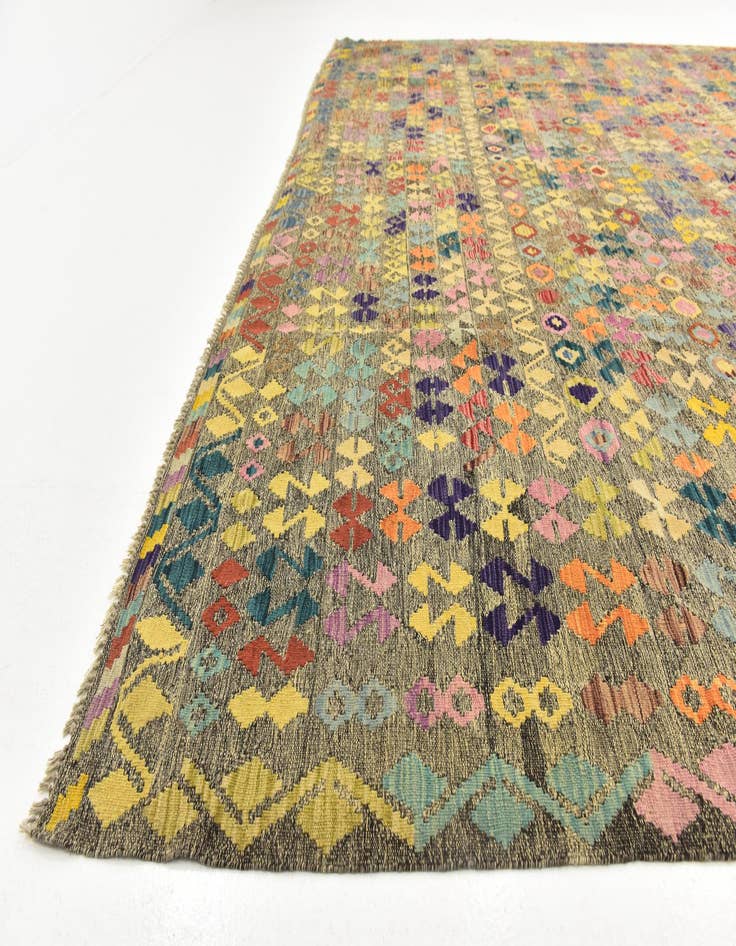 Detail image of  10' 4 x 13' 2  Hand Woven Kilim Modern Wool Rug