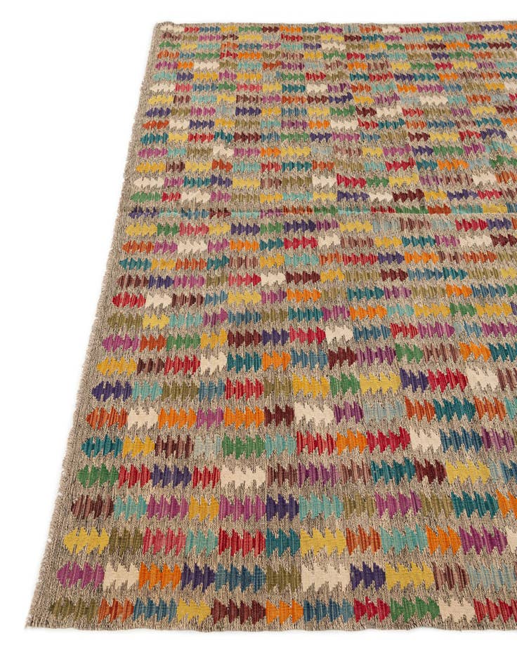 Detail image of  6' 9 x 8' 8  Hand Woven Kilim Modern Wool Rug
