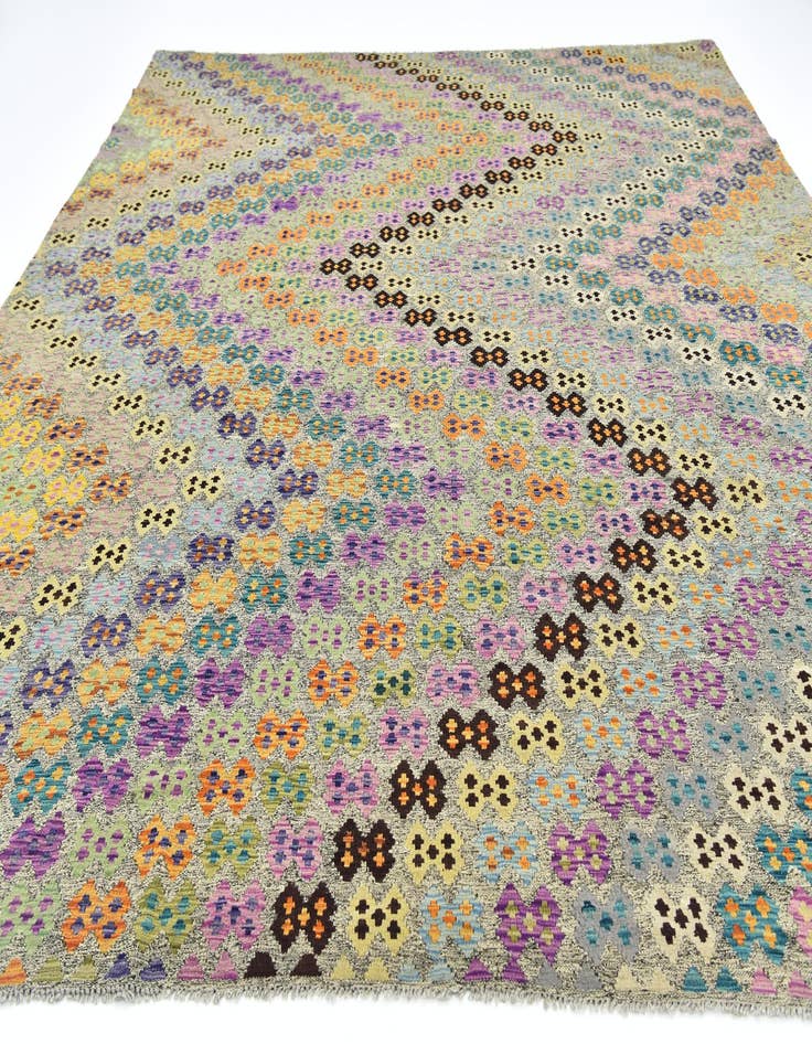 Detail image of  10' 9 x 12' 10  Hand Woven Kilim Modern Wool Rug