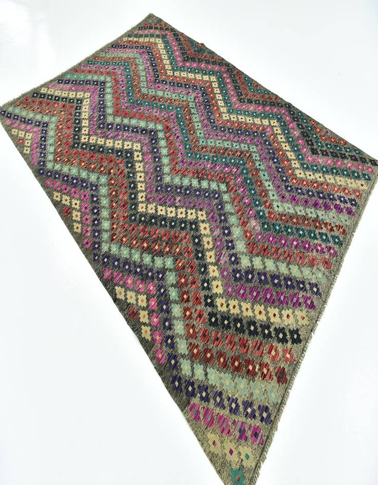 Detail image of  6' 9 x 9' 7  Hand Woven Kilim Modern Wool Rug